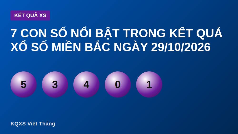 7 con số nổi bật trong kết quả xổ số miền Bắc ngày 29/10/2026