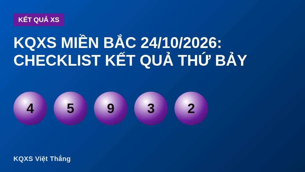 KQXS Miền Bắc 24/10/2026: Checklist Kết Quả Thứ Bảy