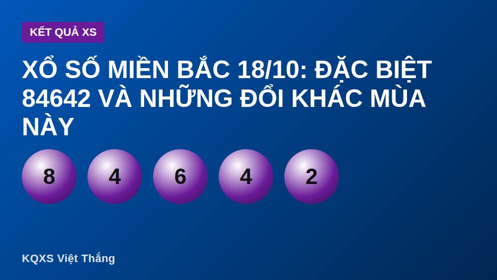 Xổ Số Miền Bắc 18/10: Đặc Biệt 84642 Và Những Đổi Khác Mùa Này